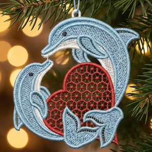 FSL Dolphin Love, Heartfelt Joy, Oceanic Affection - Free Standing Lace Machine Embroidery Designs Instant Download 4x4 hoop SCA0218-010