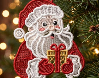 FSL Santa's Surprise - Free Standing Lace Machine Embroidery Designs Instant Download 4x4 hoop SCA1253-002