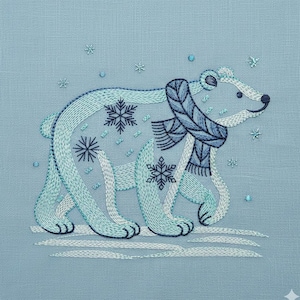 Snowy Bear, Arctic Chill, Cozy Winter - Machine Embroidery Designs Instant Download 4x4 5x5 6x6 hoop SCA0086-003