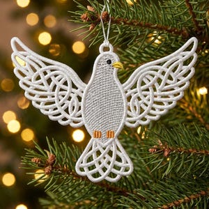 FSL Dove, Celtic Knot Bird - Free Standing Lace Machine Embroidery Designs Instant Download 5x5 hoop SCA1250-004