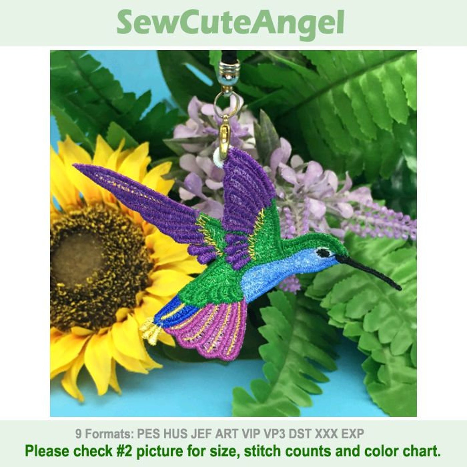 FSL Hummingbird Free Standing Lace Machine Embroidery Etsy