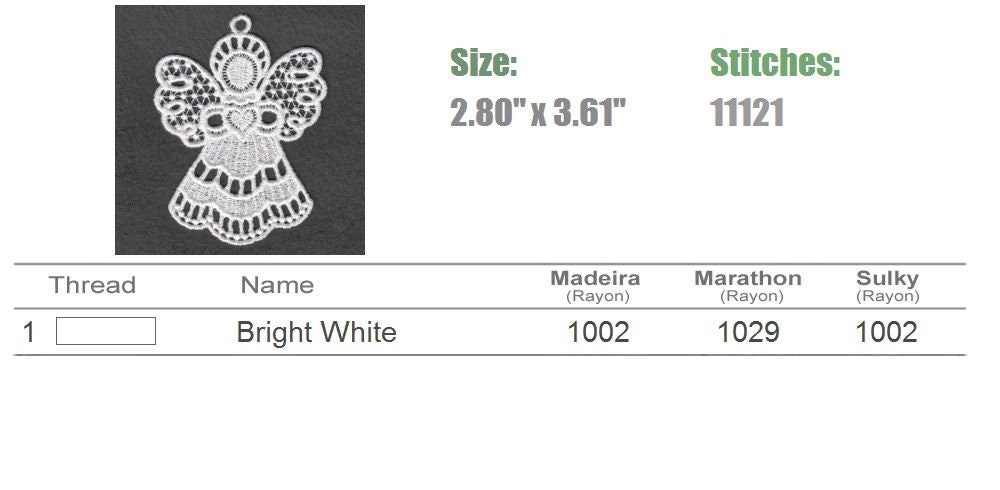 FSL Dazzling Christmas Angel - Free Standing Lace Machine Embroidery ...