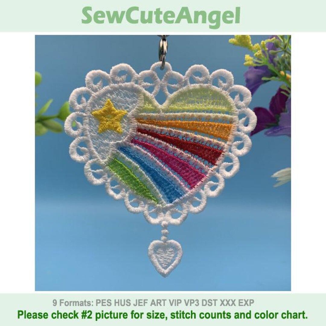 FSL Rainbow Heart, Love Burst, Colorful Heart - Free Standing Lace ...