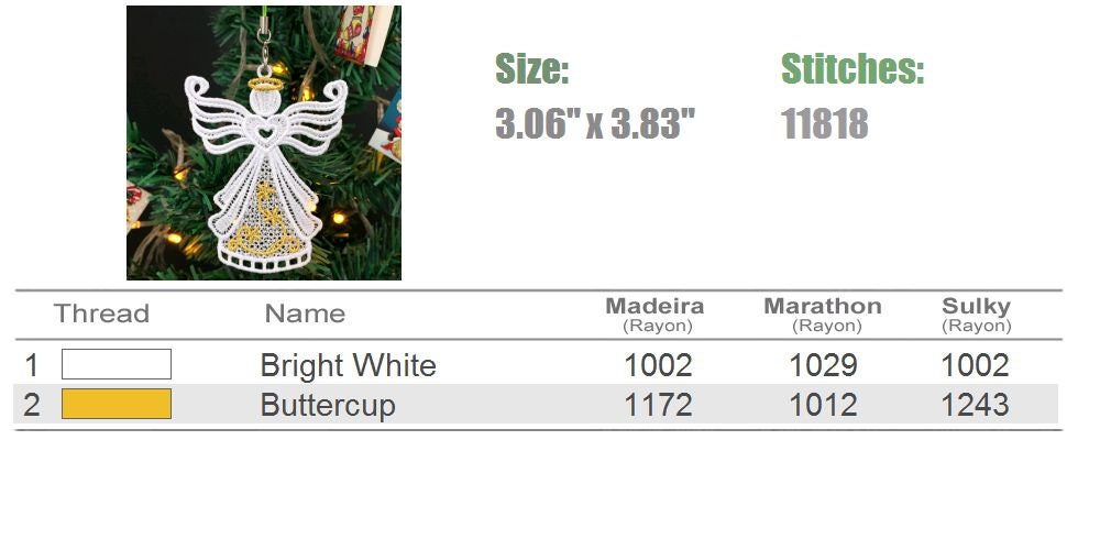 FSL Dazzling Christmas Angel - Free Standing Lace Machine Embroidery ...
