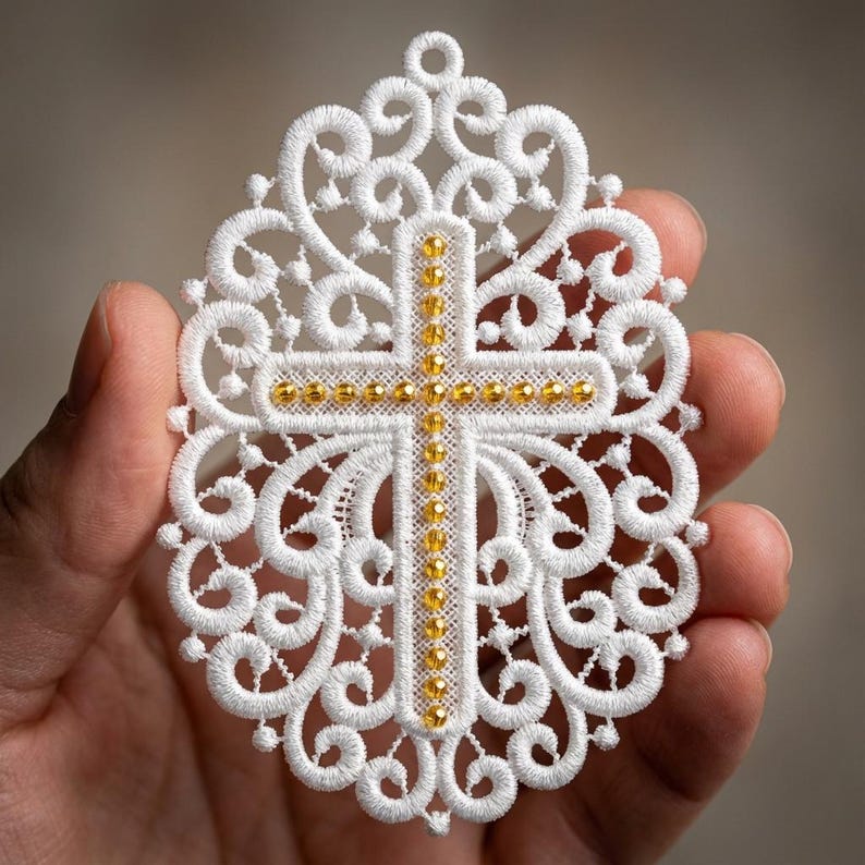 FSL Cross Ornament - Free Standing Lace Machine Embroidery Designs ...