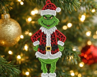 FSL Grinch - Free Standing Lace Machine Embroidery Designs Instant Download 5x7 hoop SCA1267-009