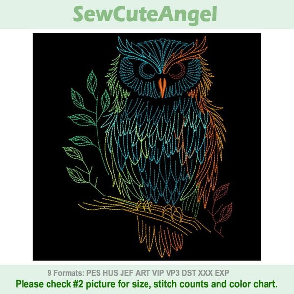 Owl - Woodland Animal Portraits - Machine Embroidery Designs Instant Download 6x6 7x7 8x8 hoop SHE5534-010