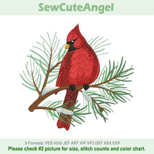Weihnachtsvogel Kardinal - Maschinenstickerei Designs Instant Download 4 x 4 5 x 5 Rahmen APE2400-007