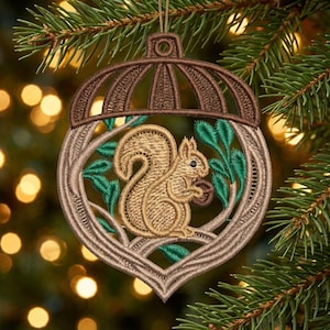 FSL Woodland Squirrel - Free Standing Lace Machine Embroidery Designs Instant Download 4x4 hoop SCA0209-002