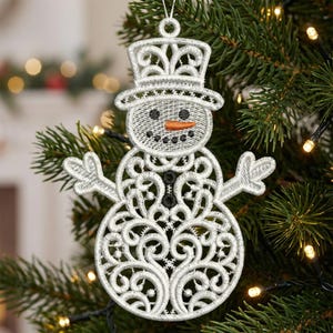 FSL Scrollwork Snowman - Free Standing Lace Machine Embroidery Designs Instant Download 5x5 hoop SCA1263-007