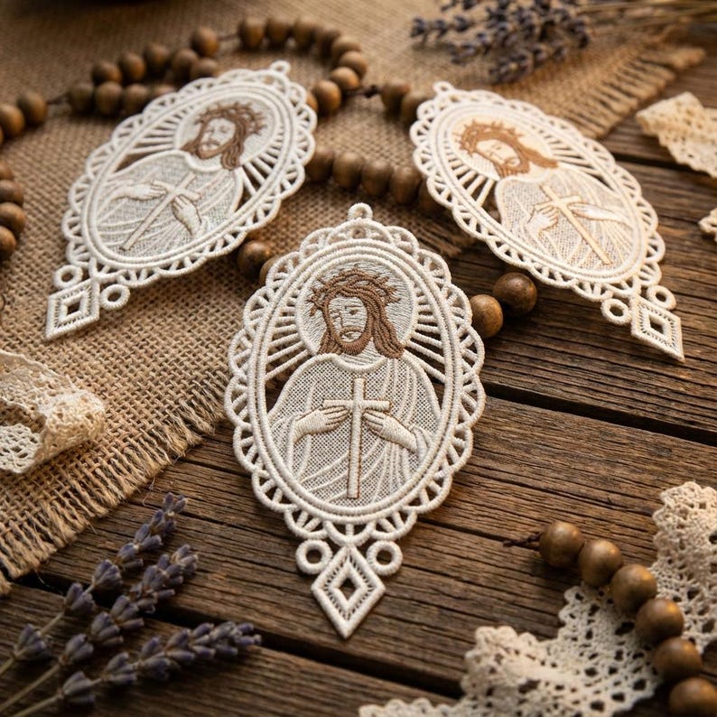 FSL Jesus Ornament- Free Standing Lace Machine Embroidery Designs ...