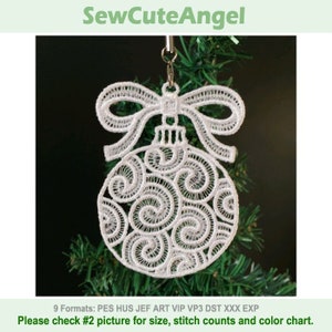 FSL Filigree Christmas Ornament - Free Standing Lace Machine Embroidery Designs Instant Download 4x4 hoop APE2825-005
