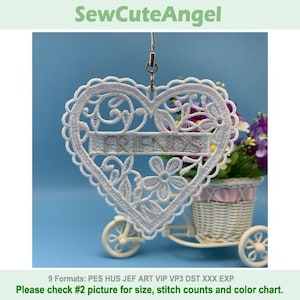 FSL Heart Ornament - Free Standing Lace Machine Embroidery Designs Instant Download 5x5 hoop SCA0236-004