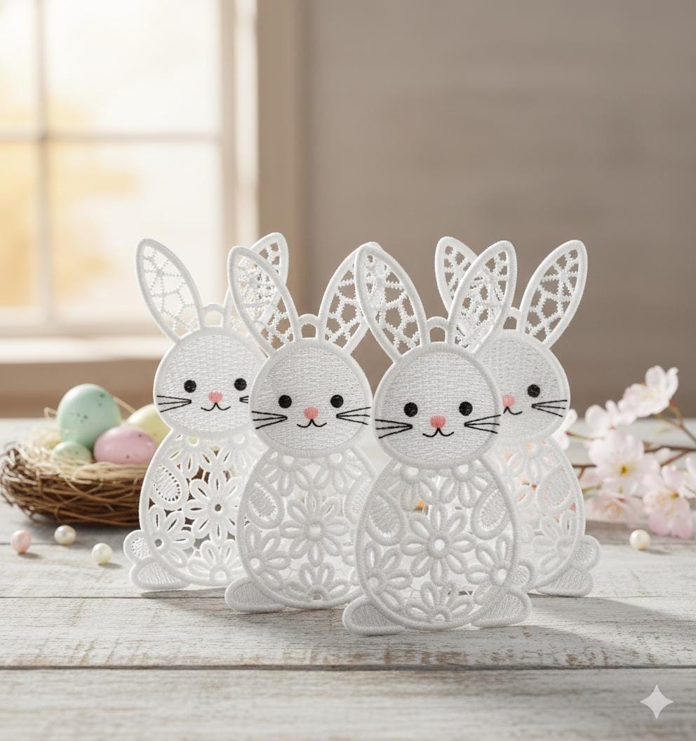 FSL Rabbit - Free Standing Lace Machine Embroidery Designs Instant ...