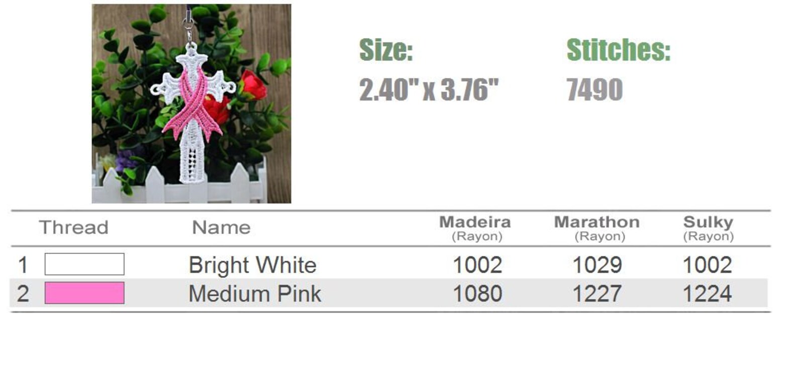 FSL Pink Ribbon Cross - Free Standing Lace Machine Embroidery Designs ...