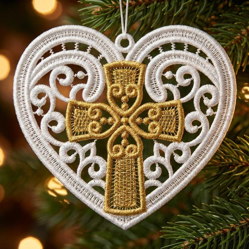FSL Golden Heart Cross - Free Standing Lace Machine Embroidery Designs ...