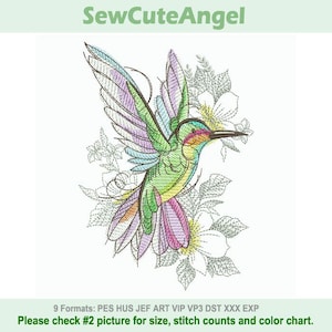 Colorful Bird, Flower Bloom, Nature&#39;s Beauty - Machine Embroidery Designs Instant Download 5x5 6x6 8x8 hoop SCA0019-007