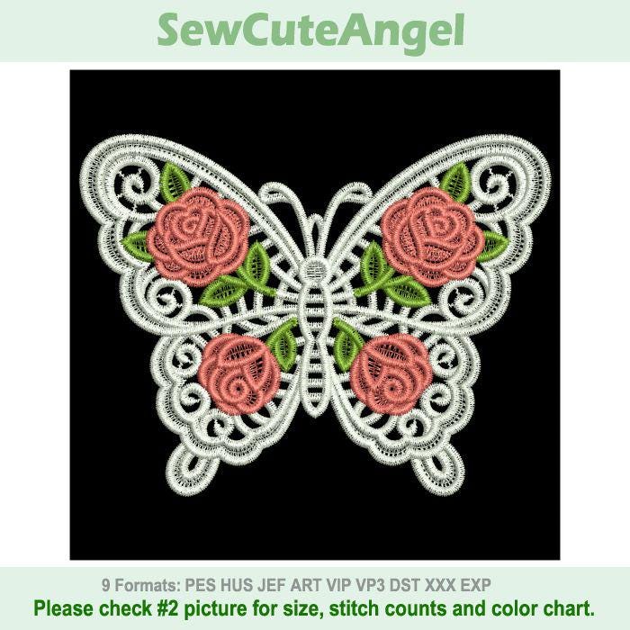 FSL Rosy Butterfly - Free Standing Lace Machine Embroidery Designs ...