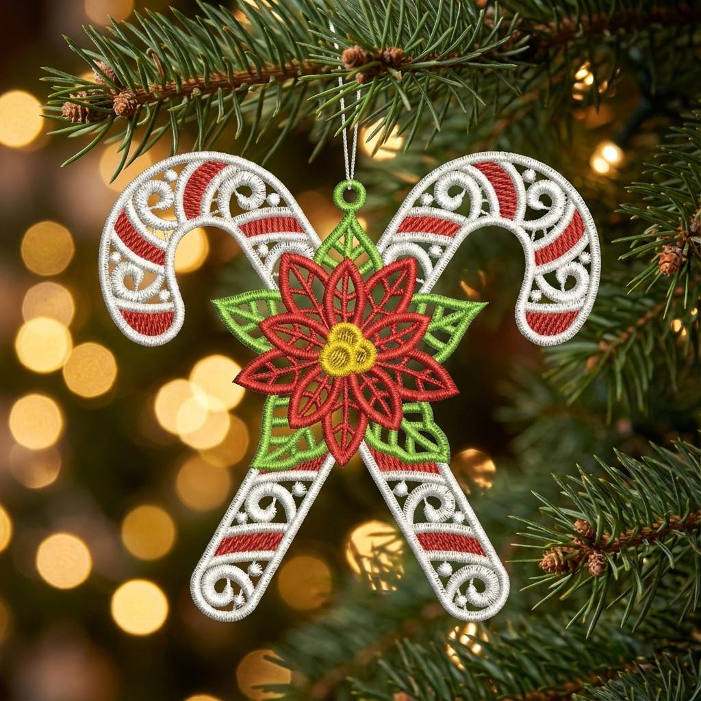 FSL Candy Cane Delight, Festive Poinsettia, Holida - Free Standing