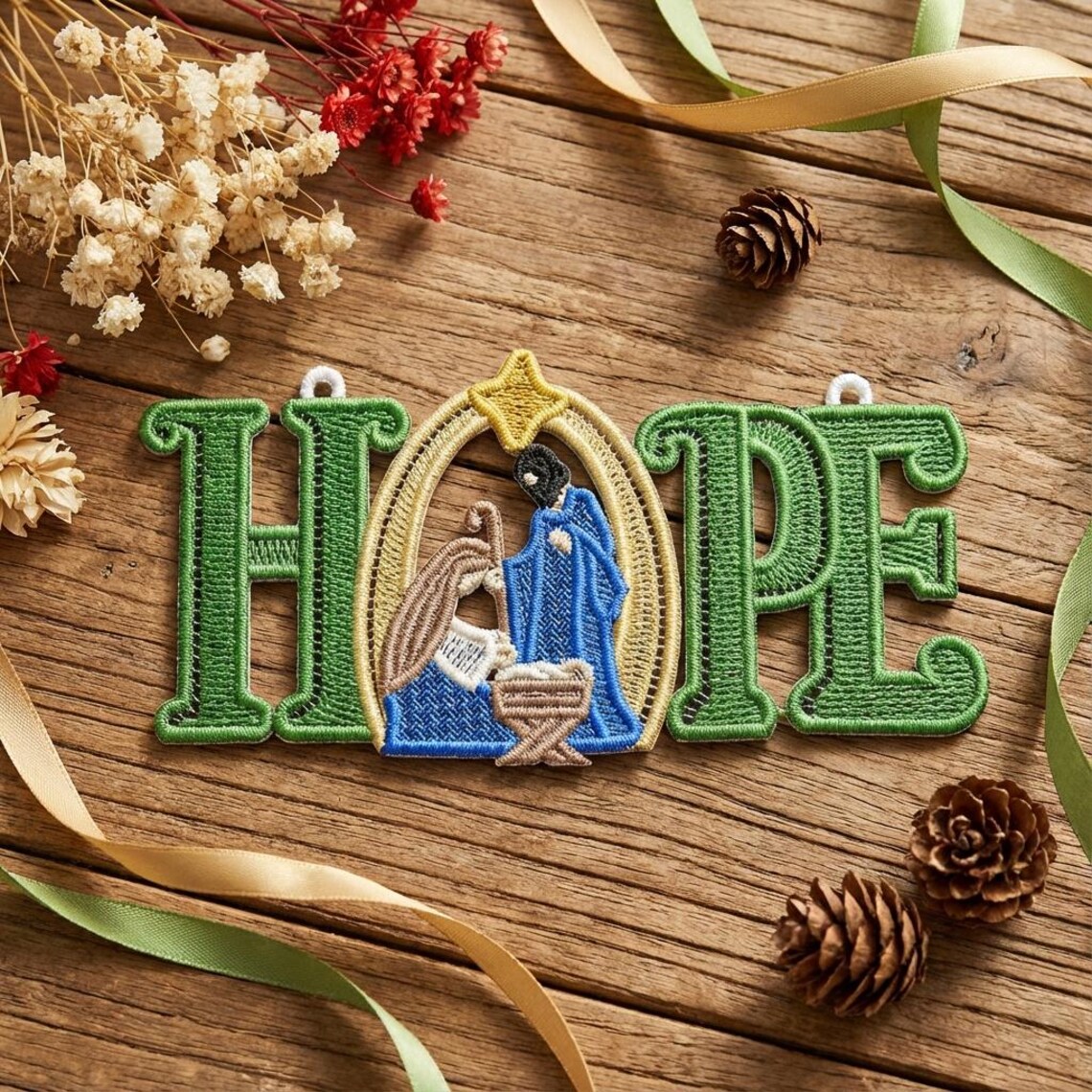 FSL Nativity Scene, Baby Jesus, Hope Ornament - Free Standing Lace ...
