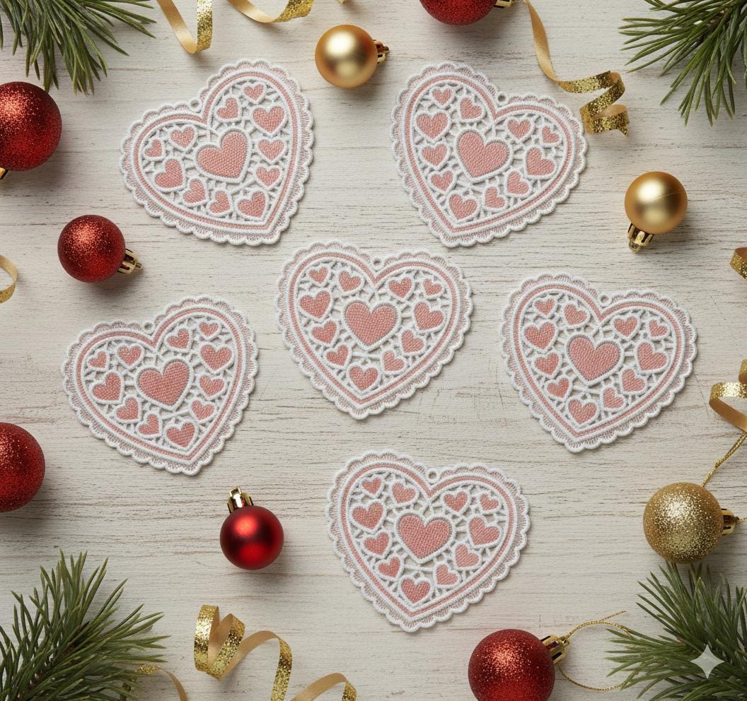 FSL Pink Heart - Free Standing Lace Machine Embroidery Designs Instant ...