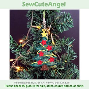 FSL Christmas Tree Ornament - Free Standing Lace Machine Embroidery Designs Instant Download 4x4 hoop APE3241-002