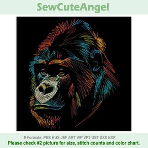 Gorilla - African Wildlife Portraits - Machine Embroidery Designs Instant Download 6x6 7x7 8x8 hoop SHE5536-007