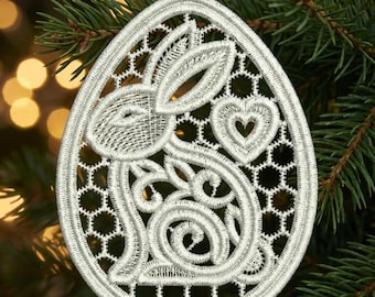 FSL Lacework Bunny Egg, grillige Easter Delight, - vrijstaande kant machineborduurontwerpen Instant Download 4 x 4 hoepel SCA0468-008