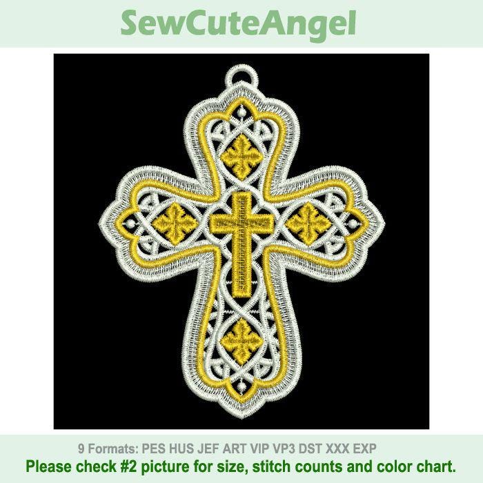 FSL Cross Ornament - Free Standing Lace Machine Embroidery Designs ...
