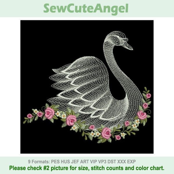 The Beauty Of Whitework Swan - Machine Embroidery Designs Instant Download 4x4 5x5 6x6 hoop APE3486-001