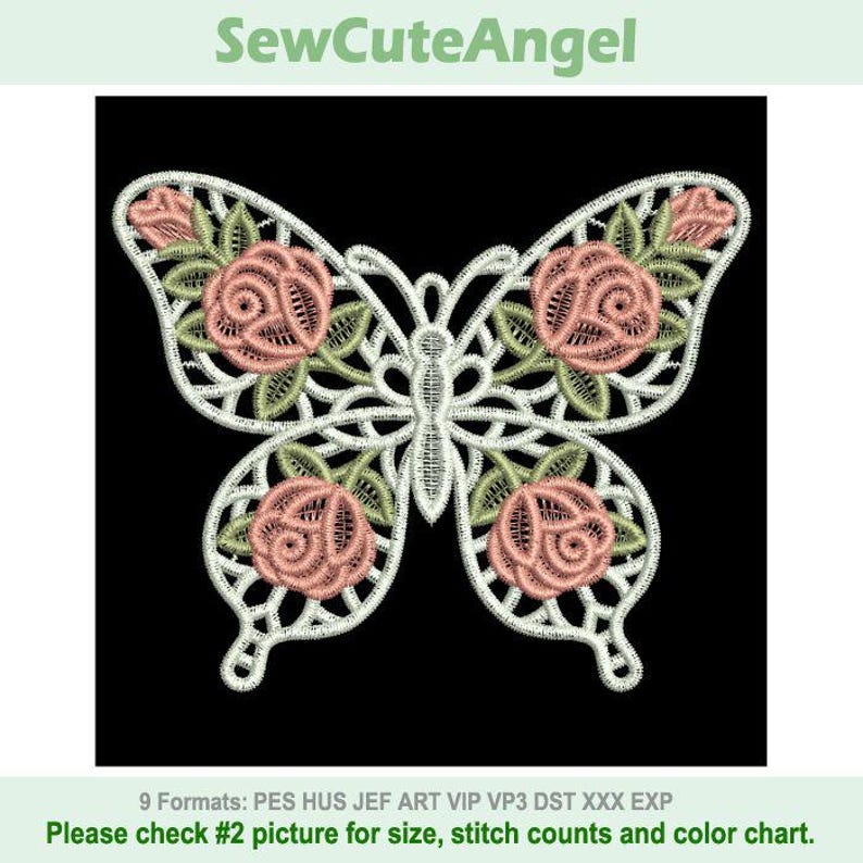 FSL Rose Butterfly - Free Standing Lace Machine Embroidery Designs ...