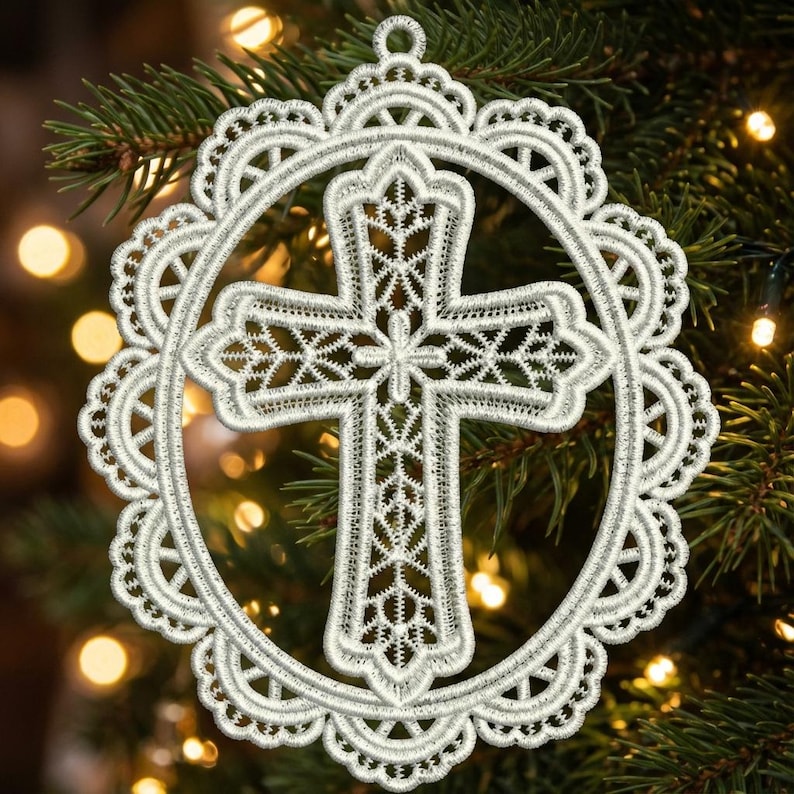 FSL Cross Ornament - Free Standing Lace Machine Embroidery Designs ...