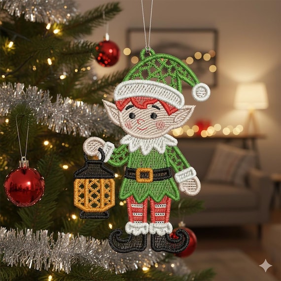 FSL Lantern Elf - Free Standing Lace Machine Embroidery Designs