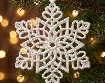 FSL Snowflake, Winter Wonderland - Free Standing Lace Machine Embroidery Designs Instant Download 4x4 hoop SCA1253-004