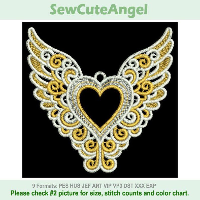 FSL Winged Heart - Free Standing Lace Machine Embroidery Designs ...