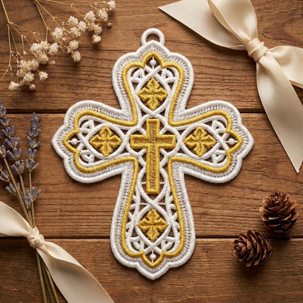 FSL Cross Ornament - Free Standing Lace Machine Embroidery Designs ...