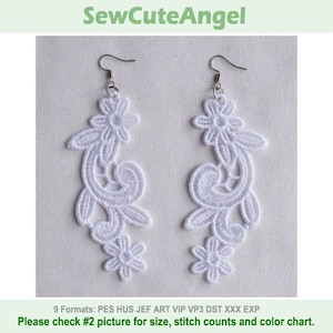 FSL Delicate Earrings 3 - Free Standing Lace Machine Embroidery Designs Instant Download 4x4 hoop APE2261-003