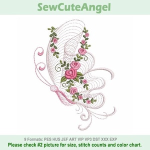 Rippled Butterfly - Machine Embroidery Designs Instant Download 4x4 5x5 6x6 hoop APE3422-001