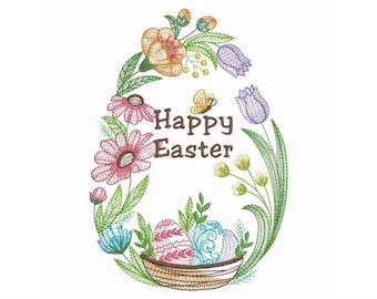 Decorative Easter Egg - Machine Embroidery Designs Instant Download 5x5 6x6 8x8 hoop APE3406-002