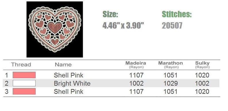 FSL Pink Heart - Free Standing Lace Machine Embroidery Designs Instant ...