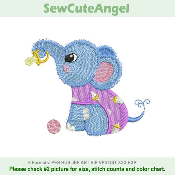 Cute Baby Elephant Animal - Machine Embroidery Designs Instant Download 4x4 hoop APE2377-008