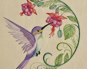 Beija-flor em Flor - Desenhos de Bordado à Máquina para Download Instantâneo, Bastidor 5x5, 6x6 e 8x8 APE3466-005