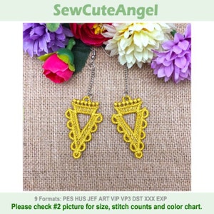 FSL Golden Earrings 3 - Free Standing Lace Machine Embroidery Designs Instant Download 4x4 hoop APE3199-004