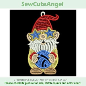 FSL Summer Gnome - Free Standing Lace Machine Embroidery Designs Instant Download 4x4 hoop SCA0218-006