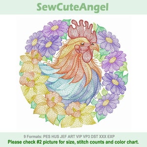 Sweet Farm Animal Rooster - Machine Embroidery Designs Instant Download 5x5 6x6 8x8 hoop APE3464-003