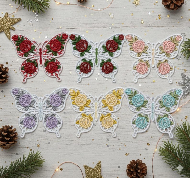 FSL Rose Butterfly - Free Standing Lace Machine Embroidery Designs ...
