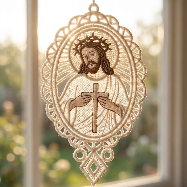FSL Jesus Ornament- Free Standing Lace Machine Embroidery Designs ...