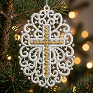 FSL Cross Ornament - Free Standing Lace Machine Embroidery Designs ...