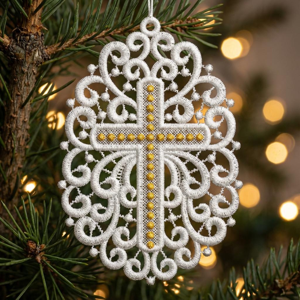 FSL Cross Ornament - Free Standing Lace Machine Embroidery Designs ...