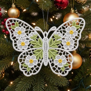 FSL Floral Butterfly - Free Standing Lace Machine Embroidery Designs Instant Download 5x5 hoop SCA1265-006